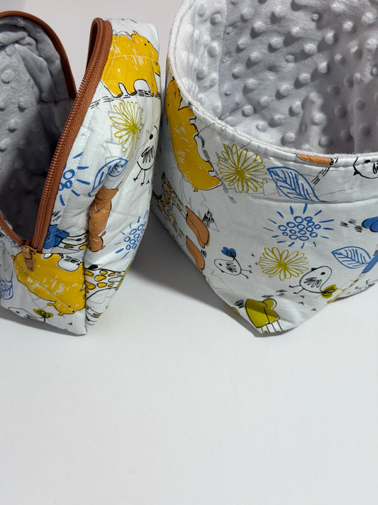 Safari Buddies - Σετ τσαντάκι πανας & καλάθι αποθήκευσης